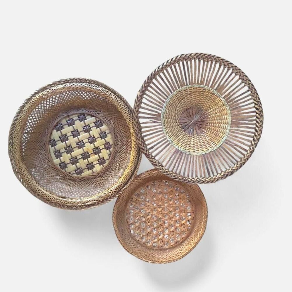 Set of 3 Wall Finely Woven Nesting Style Baskets